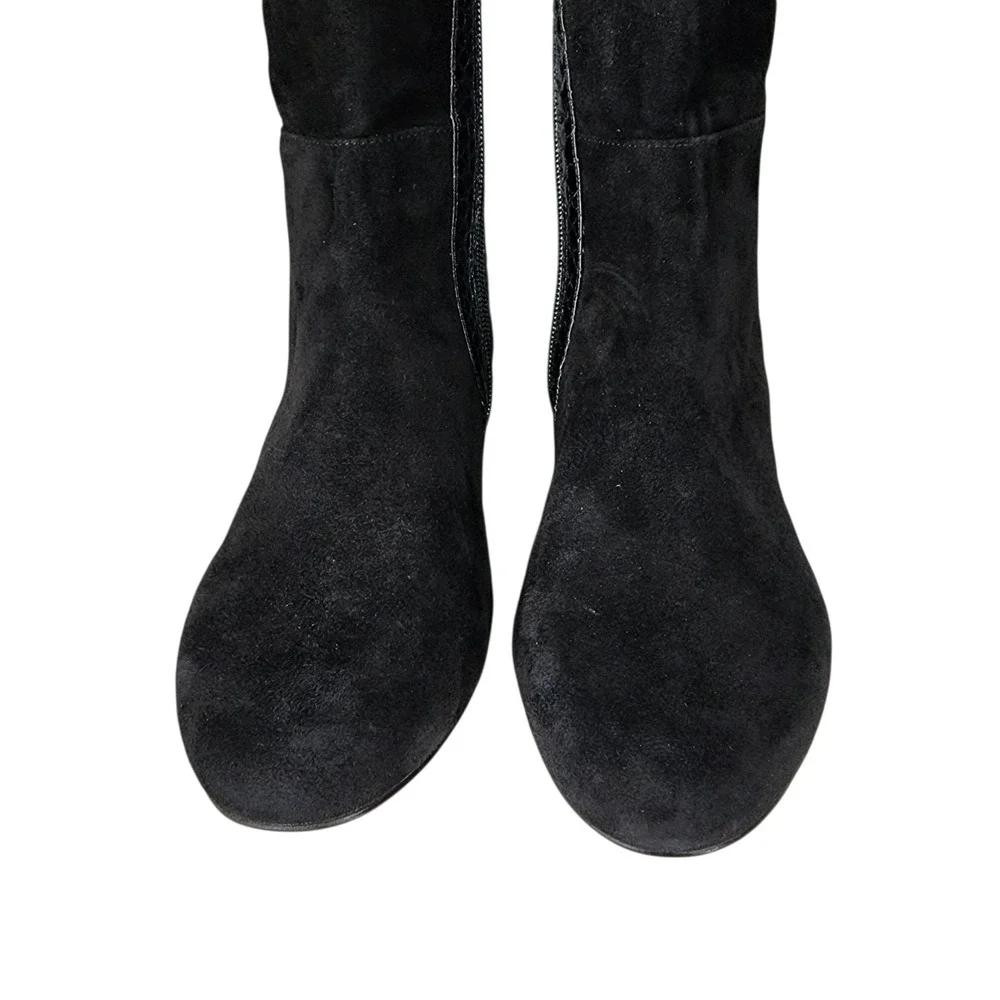 Vince Camuto Over The Knee Boot sz 6.5 Women Black Suede Leather  Snakeskin Trim